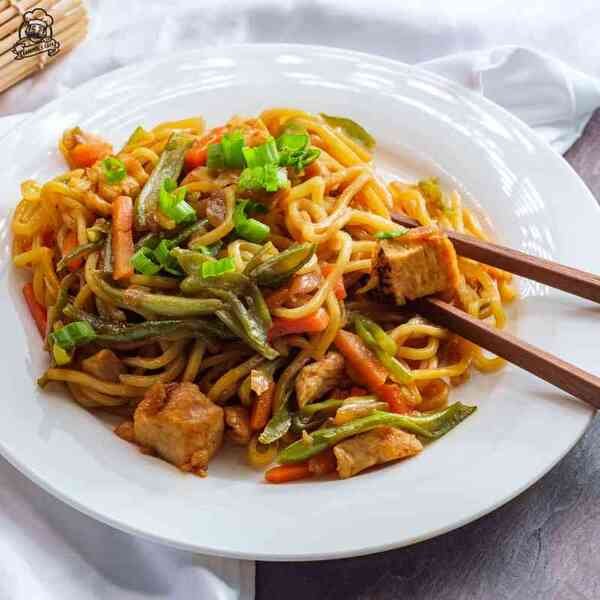 Enjoy our Mix Sea Food Yakisoba, a savory blend of seafood and noodles stir-fried to perfection, a delightful choice for seafood enthusiasts.